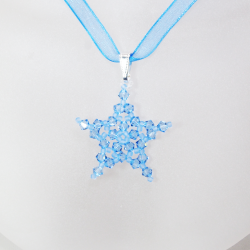 Pendant 40cm - Delphinus-Blue Organza - Pendant 40cm - Laiton argenté
